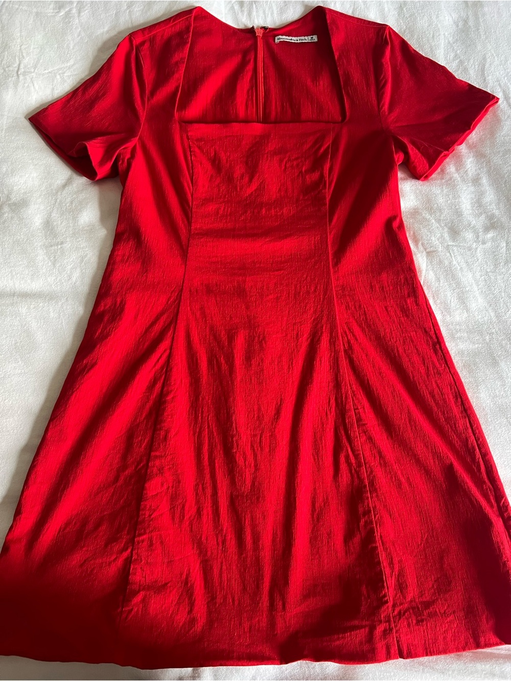 Abercrombie & Fitch Red Short-Sleeve Square-Neck Mini Dress - Picture 3 of 6